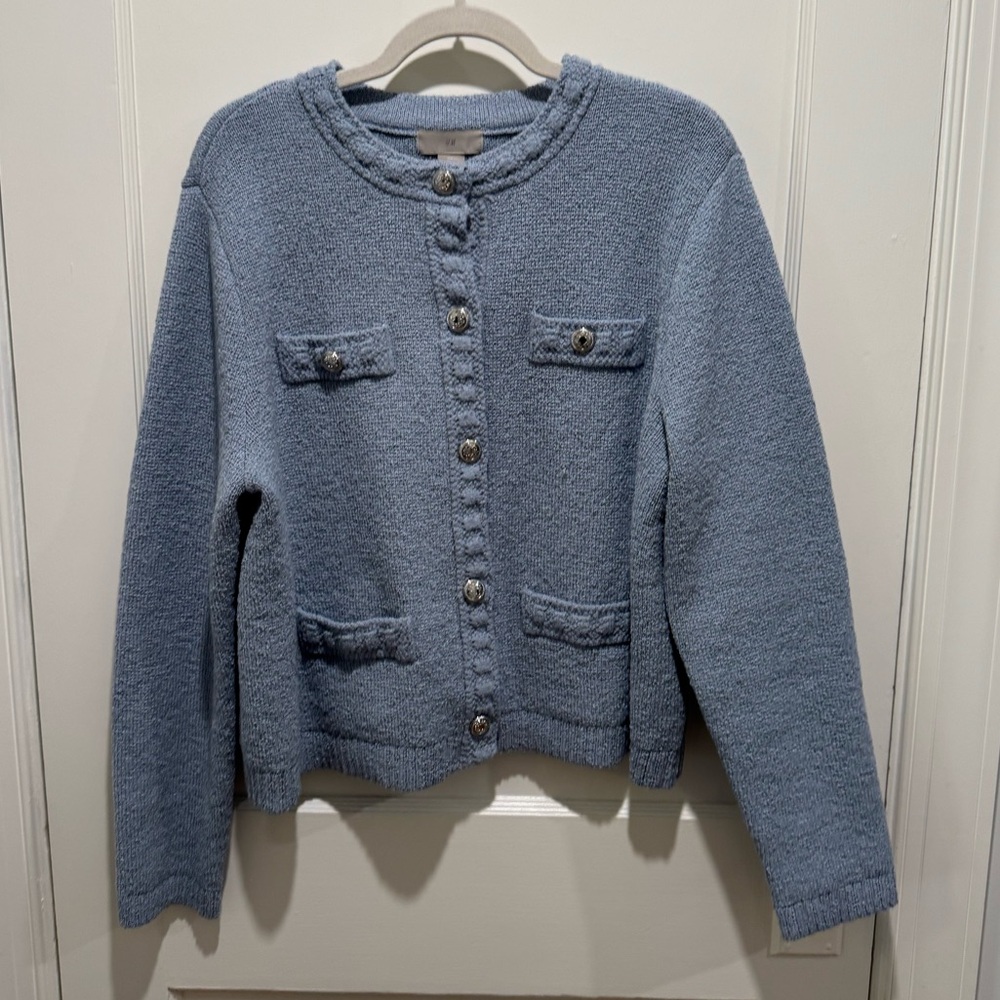 H&M textured cardigan with silver button detailing
